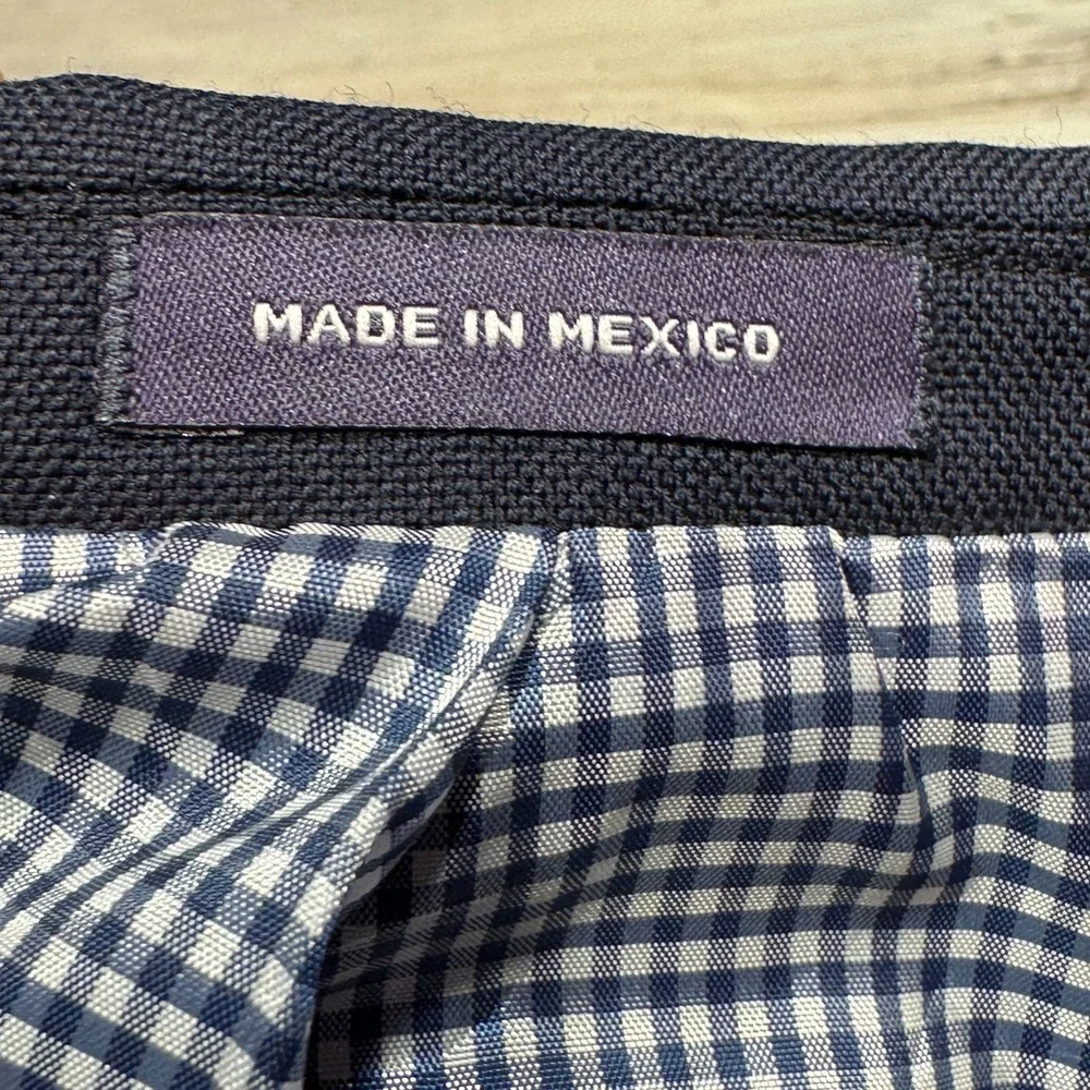 Stafford 48R Navy‎ Blue Gold Buttons Blazer Jacket Sport Suit Coat Wool Gingham